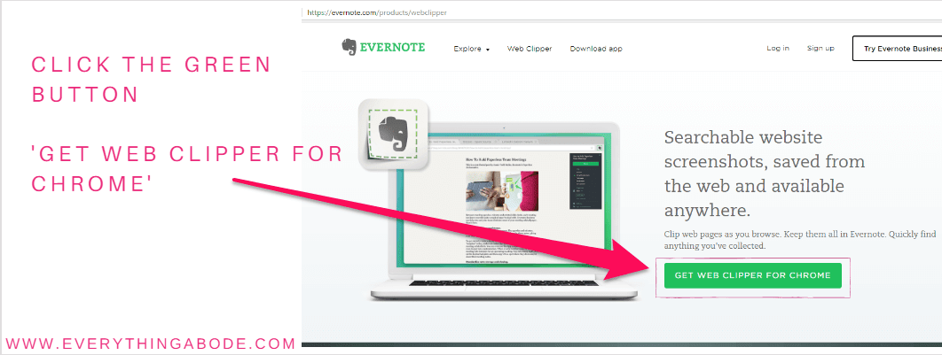 Evernote Web Clipper Guide Step 2, Evernote.com Everythingabode.com