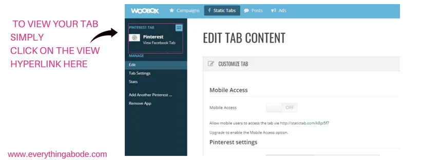 How to Create Social Media Tabs on your FB page for FREE. Step 5 woobox.com Everythingabode.com 