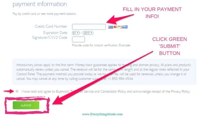 bluehost step 6 www.everythingabode.com 