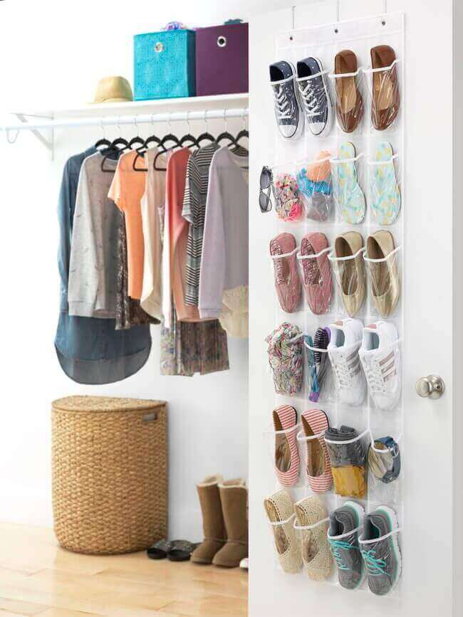 Storing small forgotten and lost items. Over the door shoe organizer
