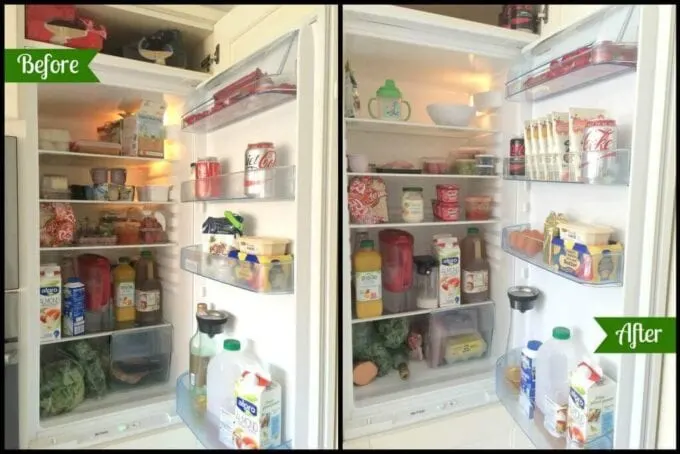 Declutter Your Home in 10 Easy Steps howtogyst.com Fridge-before-and-after