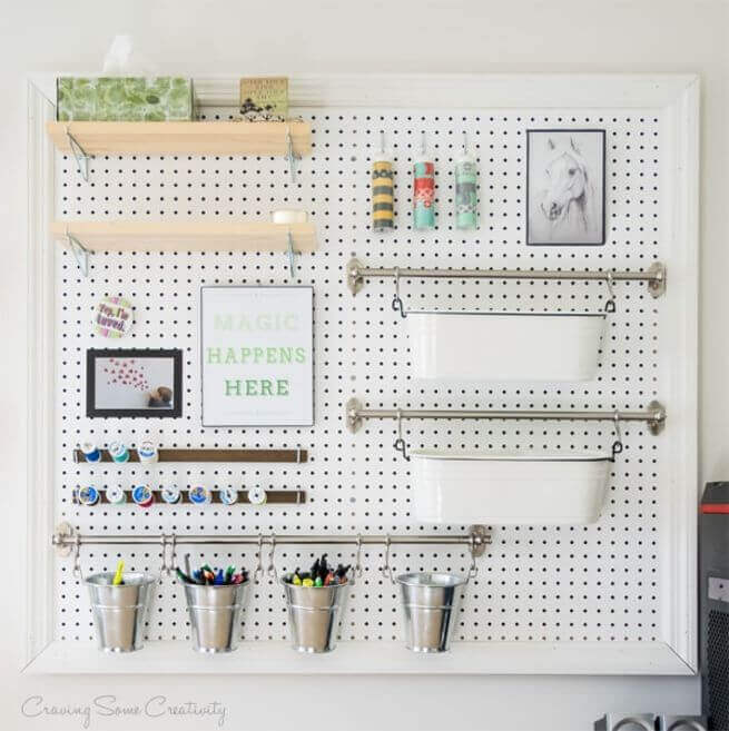 Craving Some Creativity - peg board organizing station