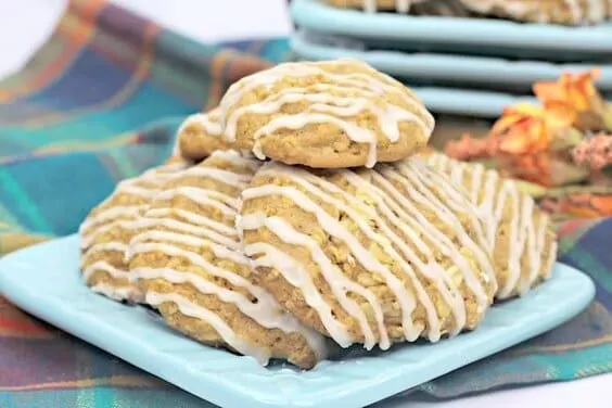 Pumpkin Cookie Recipe With A Maple Drizzle via @everythingabode