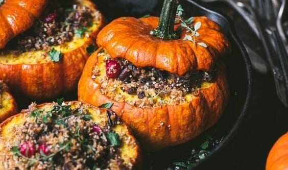 Stuffed mini pumpkins with herbed breadcrumbs via @everythingabode