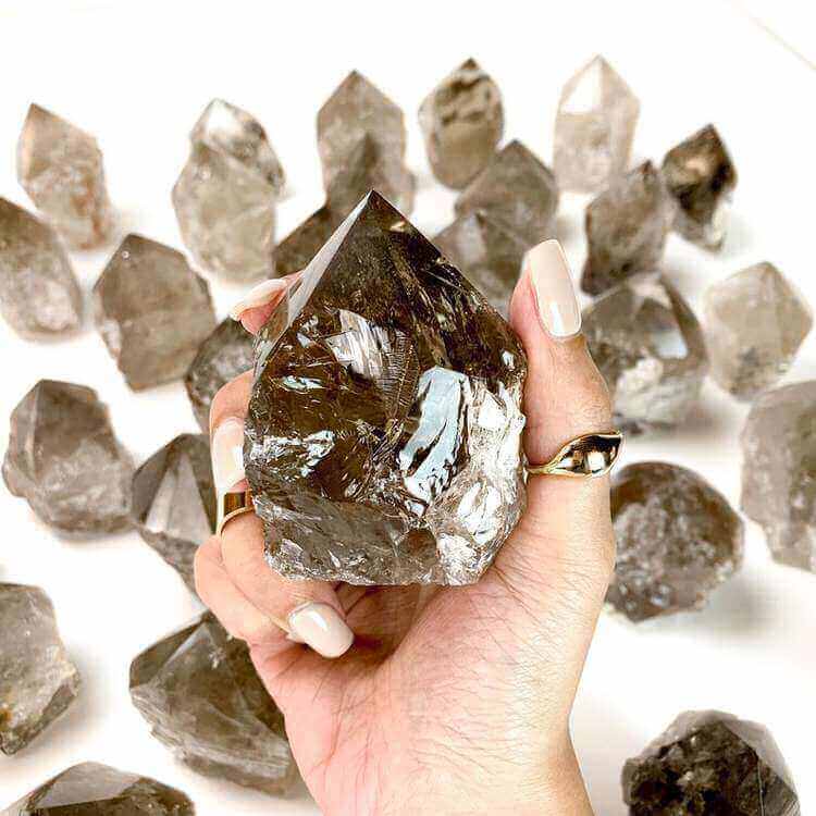 Mind-Clearing and Productive Crystals to Keep at Your Work Desk- Smoky Quart Point ETSY