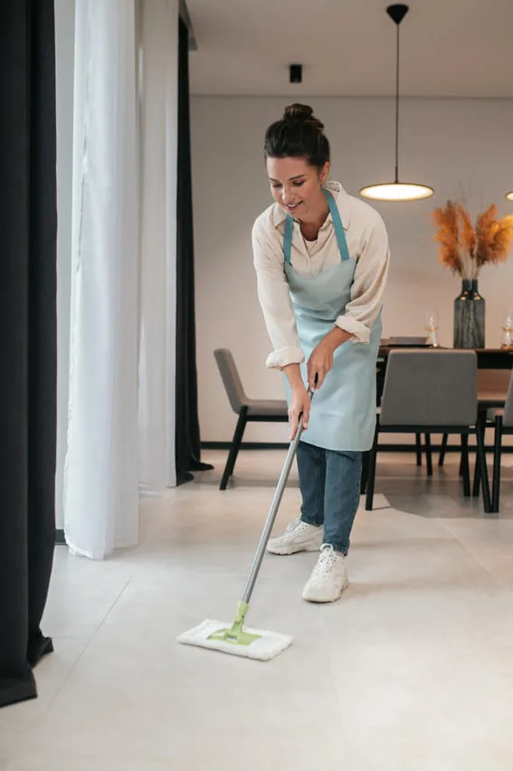 cleaning floors when lonely and bored