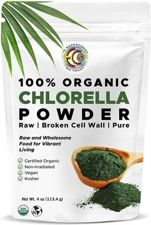 Earth Circle Organics - Certified Organic Chlorella Superfood Powder, Kosher, Cold Pressed, Broken Cell Wall, Vegan, High in Protein, Fiber & Amino Acids