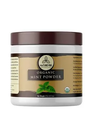 Naturevibe Botanicals Organic Mint Powder 8oz, Non-GMO and Gluten Free Supports Digestion Adds Flavor.