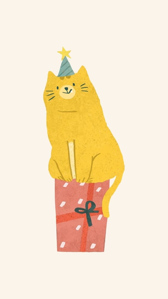 Cat perched on a gift cute wallpaper