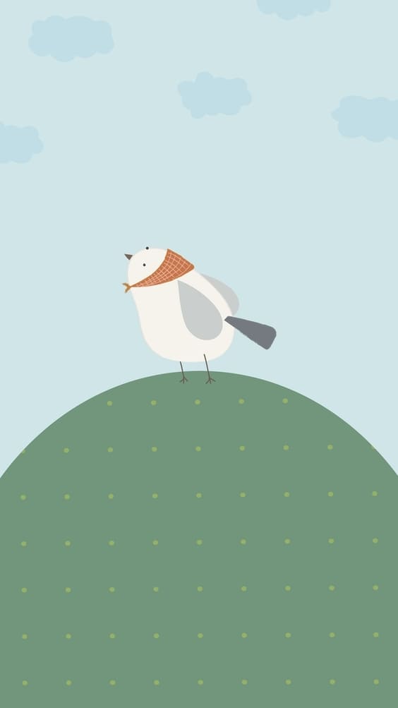 Bird on a hill cute mobile background