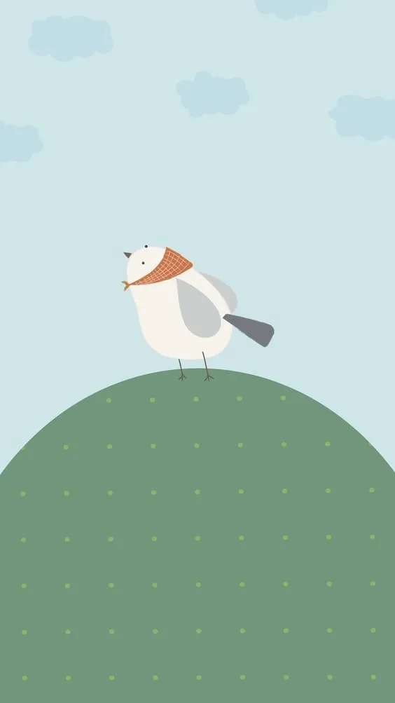 Bird on a hill cute mobile background