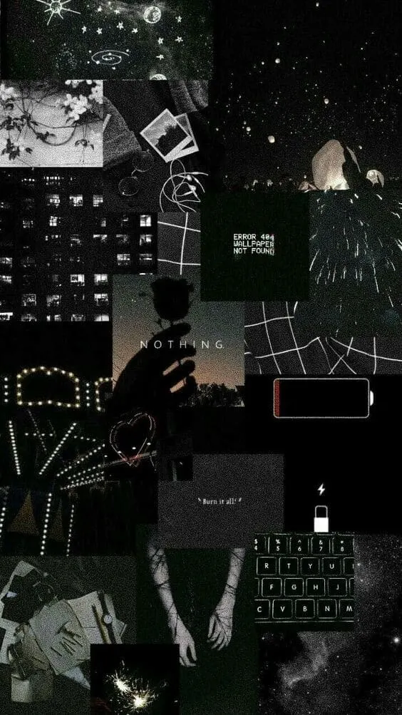 Black wallpaper abstract collage background