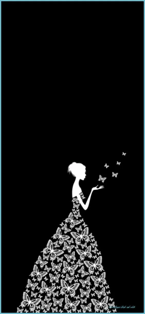 Lady silhouette with butterflies black wallpapers