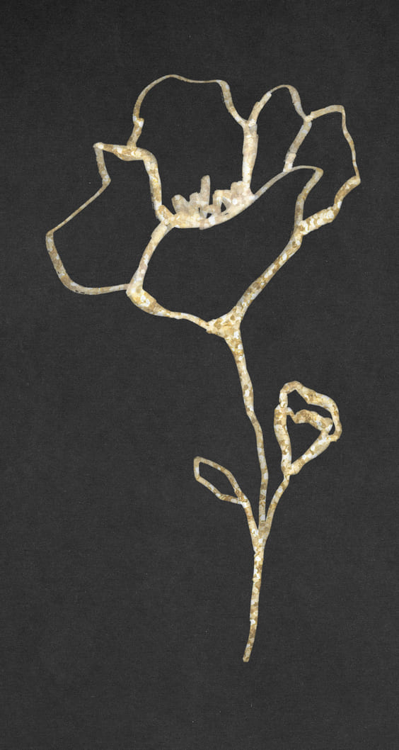 sparkly gold rose on black background wallpaper