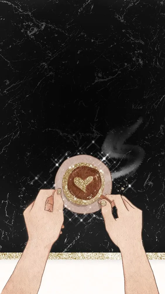 holding coffee with black background for iphone