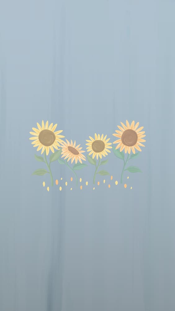 Cute sunflowers sketch art on blue background wallpaper for iphone