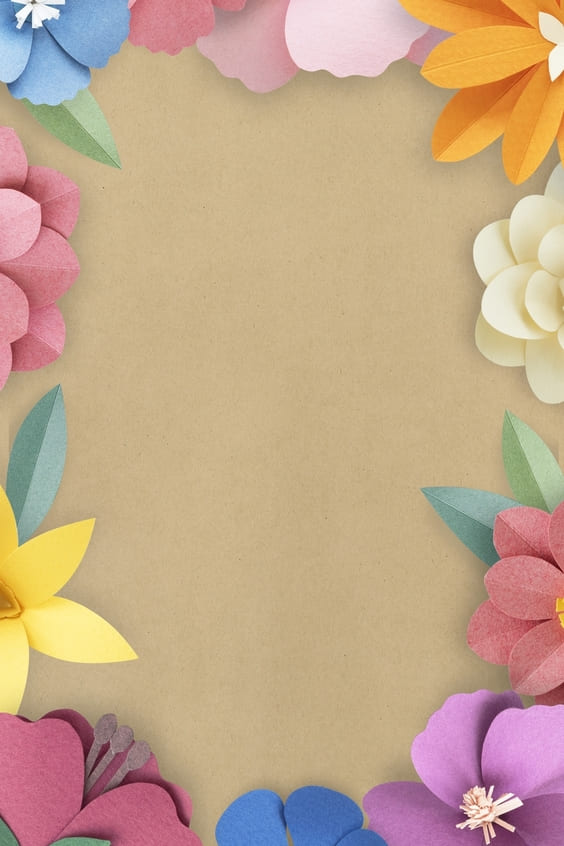 Colorful handmade paper flowers framed wallpaper