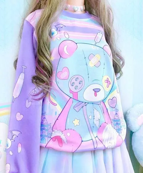 Cute kidcore kawaii rainbow bear