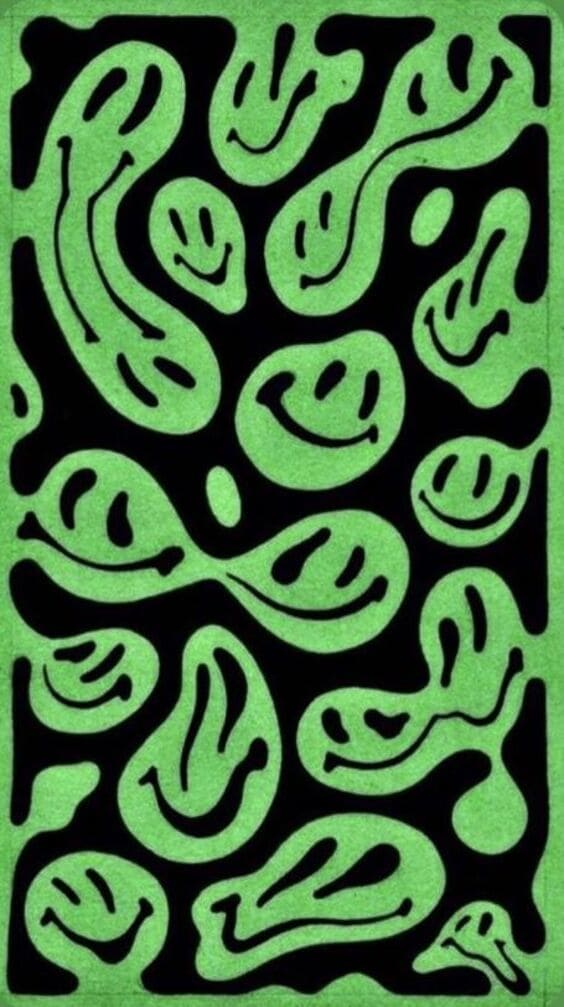 melting green smiley faces indie aesthetic wallpaper