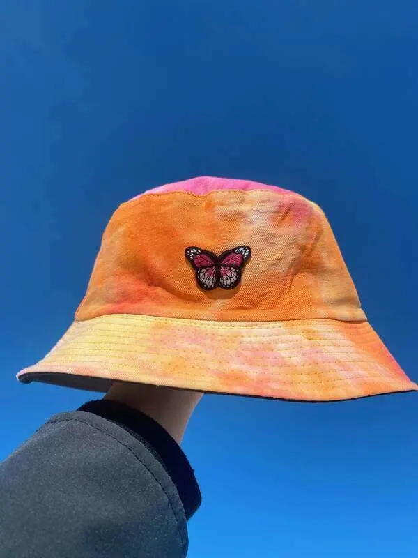 Kidcore butterfly embroidered bucket hat
