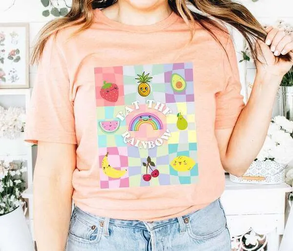 Pastel kidcore fruit tee shirt