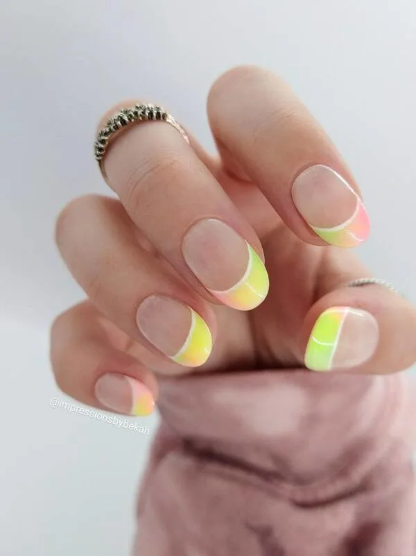 Pastel french tip glow in the dark nails