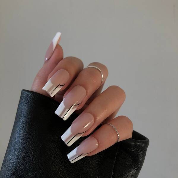 Split French tip colored nails