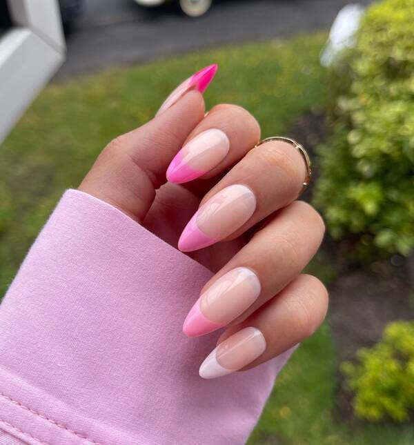 Pink gradient french tip press on nails