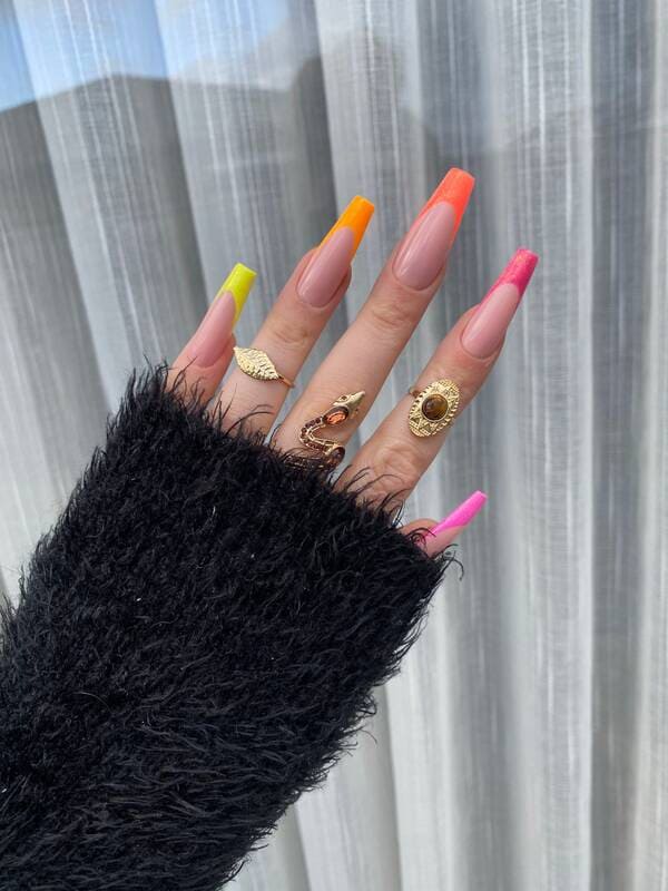 Sparkle me neon french tip colored bright nails