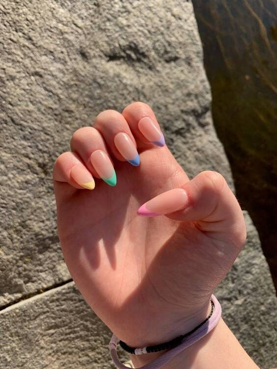 Pastel french tip nails
