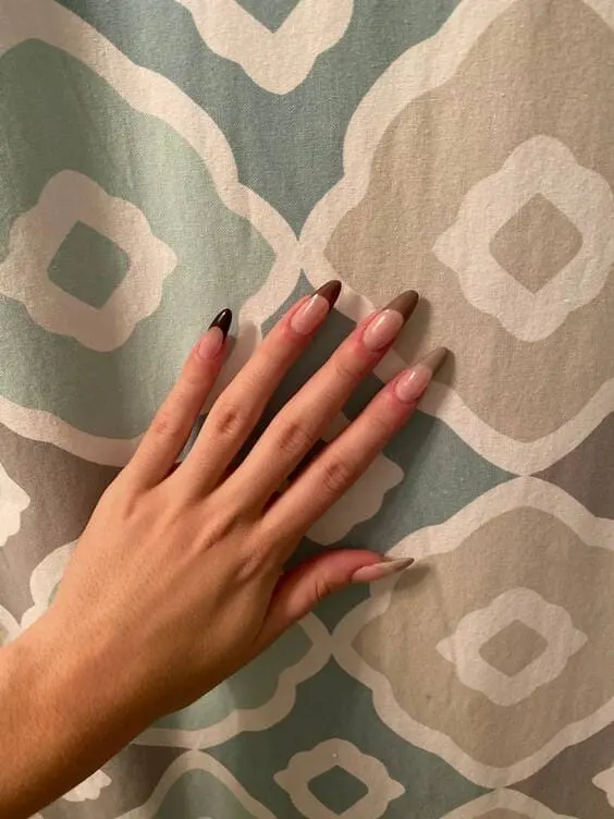 Brown ombré french tip nails