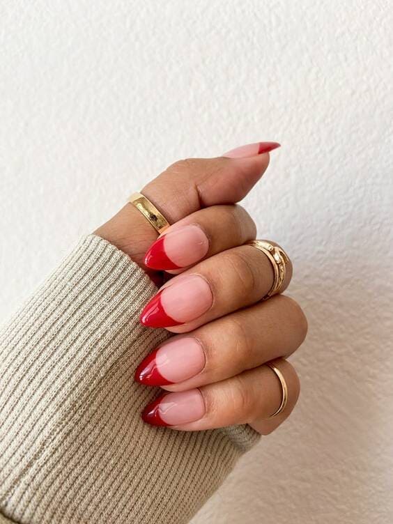 Red french tip nails