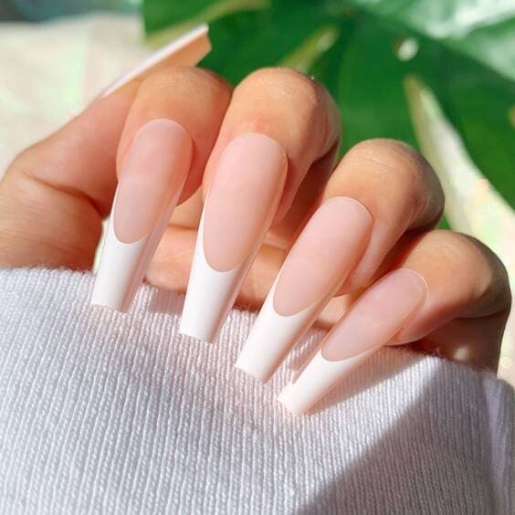 Classic white french press on nails.