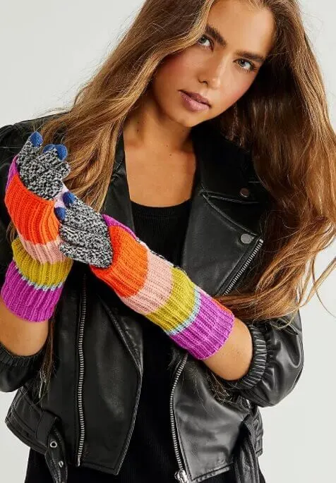 kidcore color block glove warmers