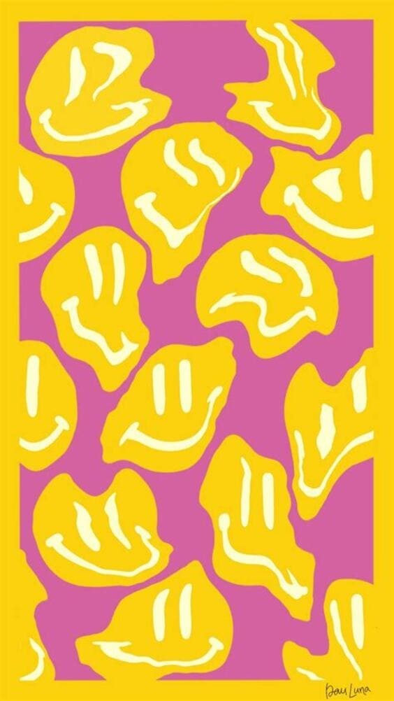 melting smiley faces indie aesthetic wallpaper