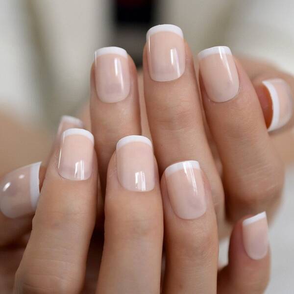 Nude french nails short square
