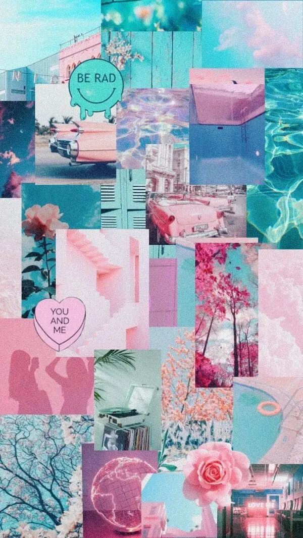 variety pastel colors collage pictures
