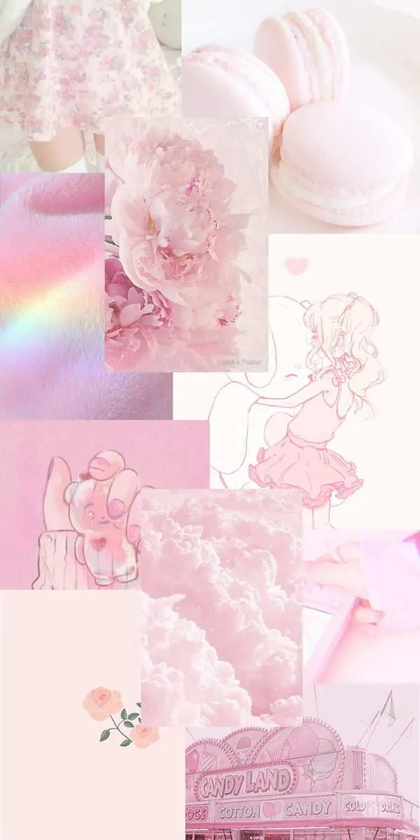 Soft pastel pink in collage form