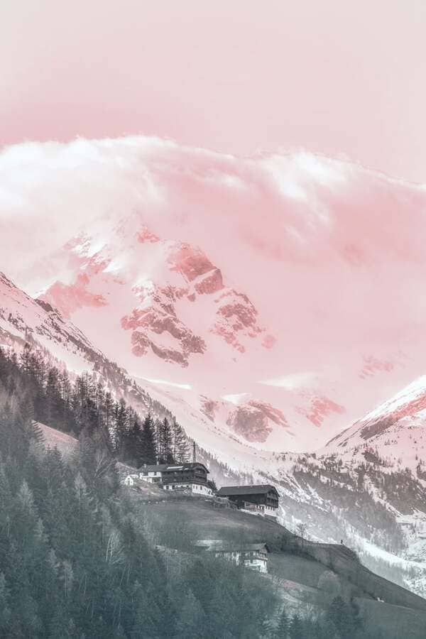 Soft pastel aesthetic mountain scenery