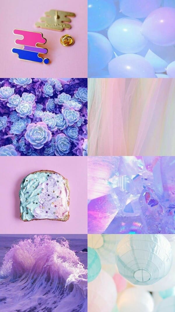soft pastels purples and blues collage lifestyle wallpaper