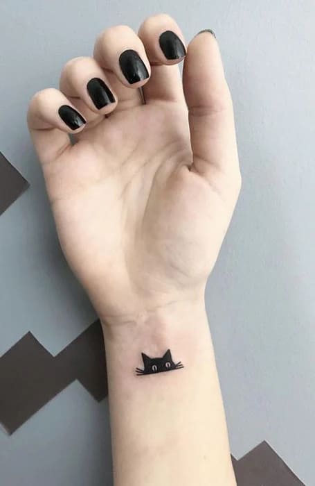 cute black cat tattoo