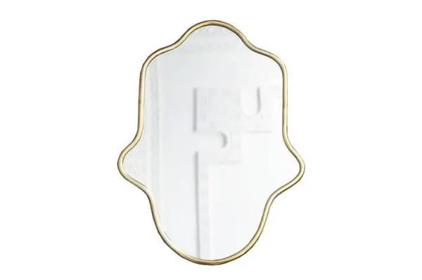 Irregular Shaped Brass Mirror