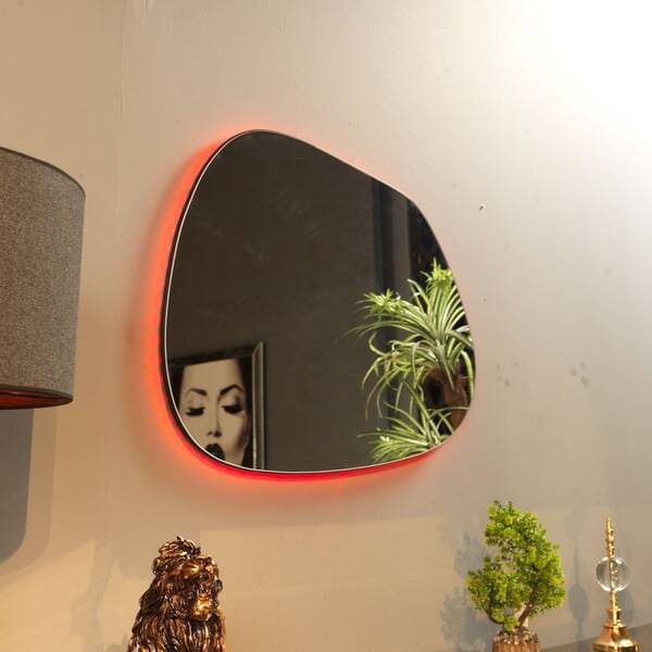 Asymmetrical Christmas Mirror With Colorful Led Lighting.
