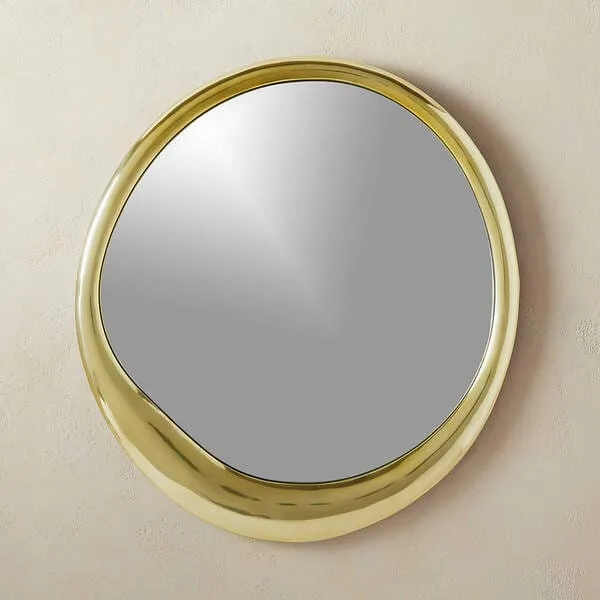Demura brass round wall mirror 24".