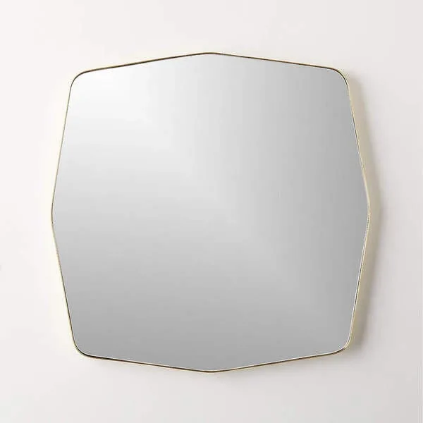 Hazme polished brass square wall mirror 31".