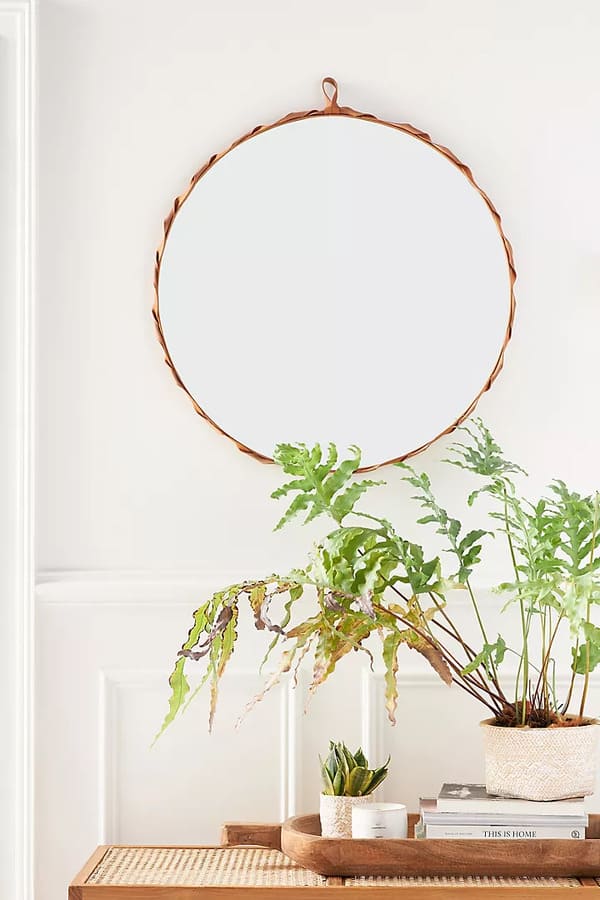 Nayla Leather Mirror for bohemian decor