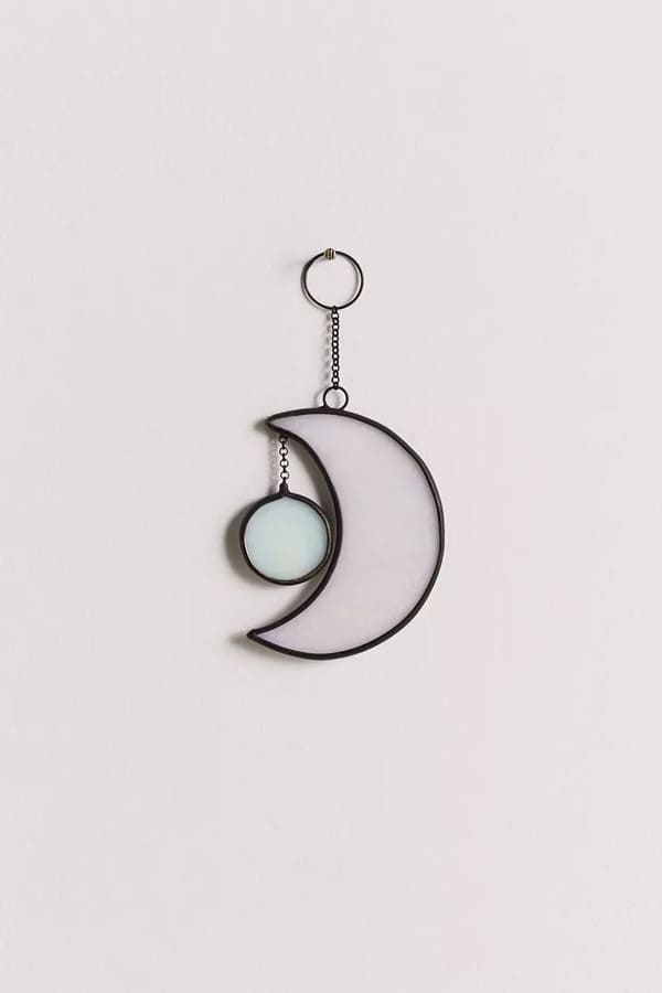 Stained Glass Crescent Moon Wall Hanging