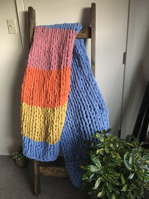 Colorful Chunky Knit Blanket