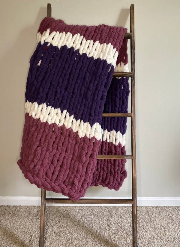 Handmade Knit Chunky Afghan Blanket 