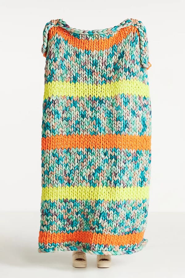 Chunky Knit Wool Throw Blanket By Anthropologie